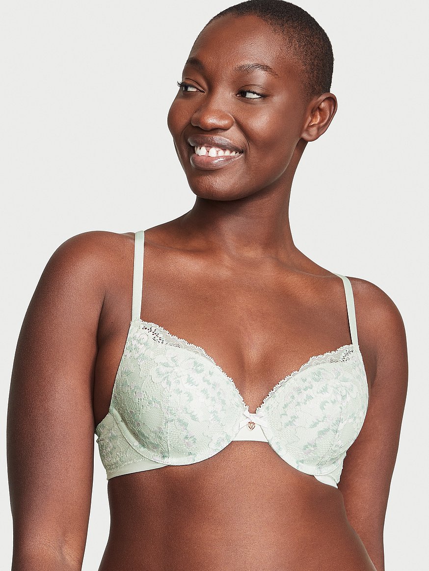 Living in the Clouds Iridescent Lace Unlined Bra in Pink