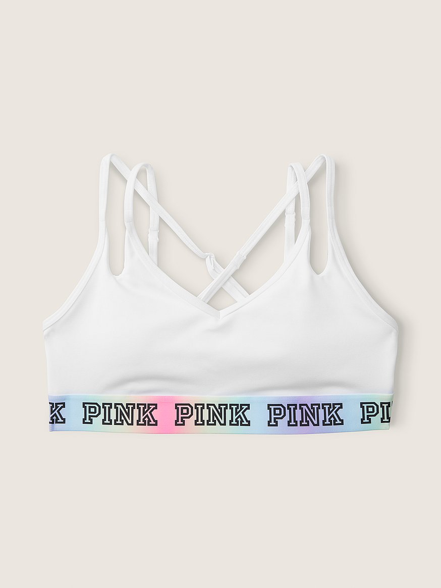 Victoria's Secret Pink Ultimate Lightly Lined Sport Bra Pink/White S 