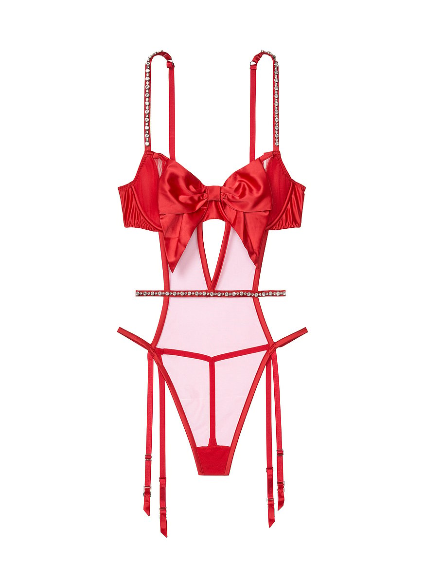 Buy RED BOW KNOT SATIN LINGERIE SET for Women Online in India