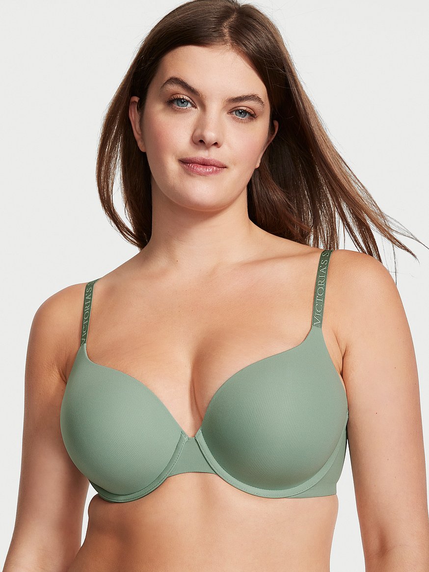  Victorias Secret Perfect Shape Push Up Bra, Full Coverage,  Lace, Padded, Bras For Women, Body By Victoria Collection, Green