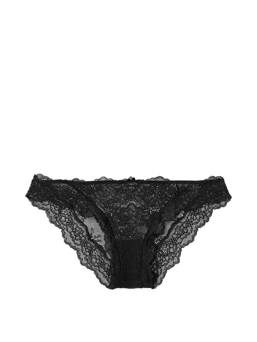 Romantic Corded Lace Brazilian Panty in Black