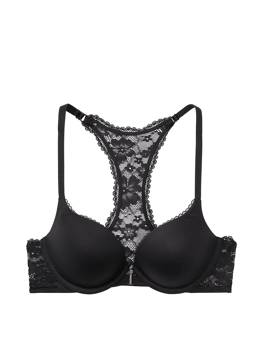 Buy Lace Racerback Front Closure Push-Up Bra, Black Order Bras