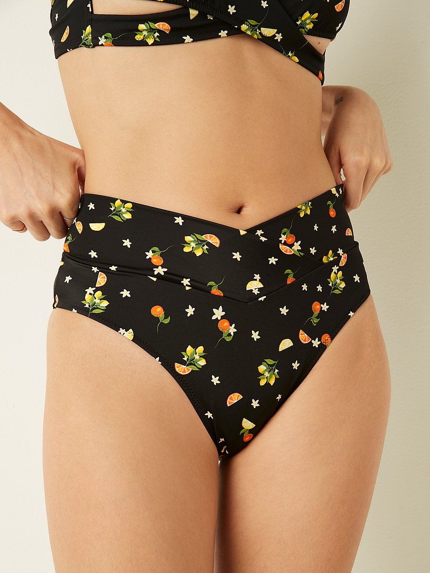 V Crossover High-Waist Bikini Bottom