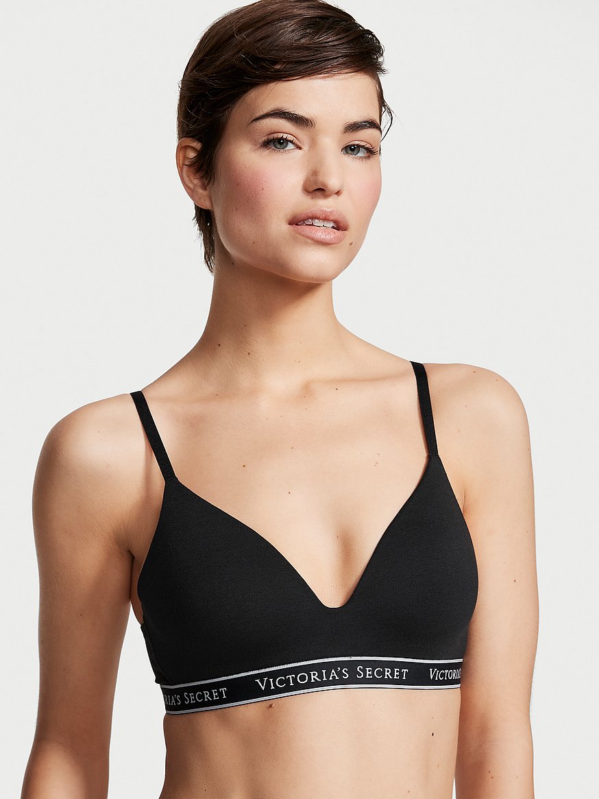 Buy Victoria's Secret Black Smooth Logo Strap Lightly Lined Non Wired  T-Shirt Bra from Next Luxembourg
