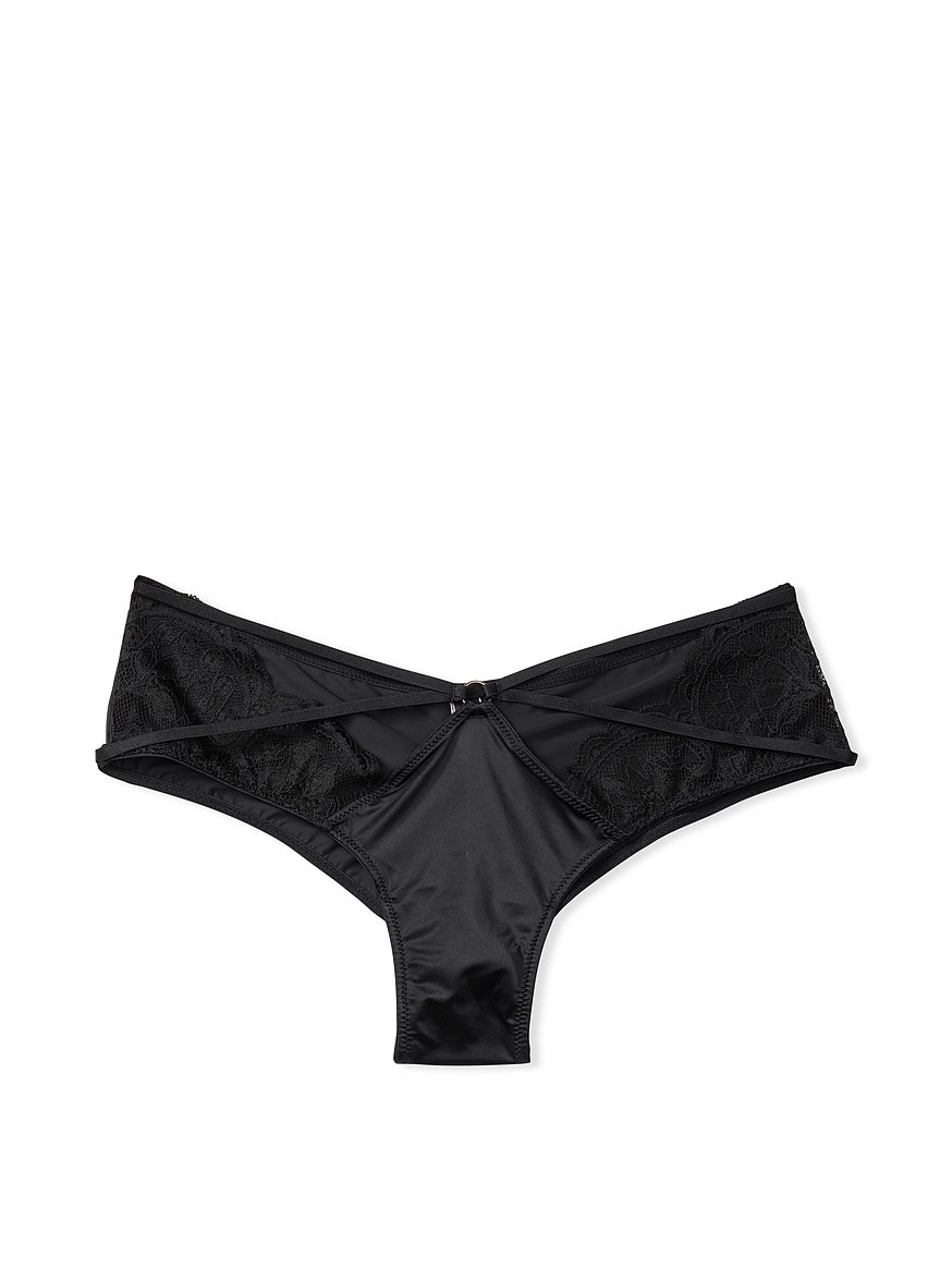 VICTORIA'S SECRET VERY SEXY Black Lace Mesh Cheeky Panty S M L Cutout Open  Back