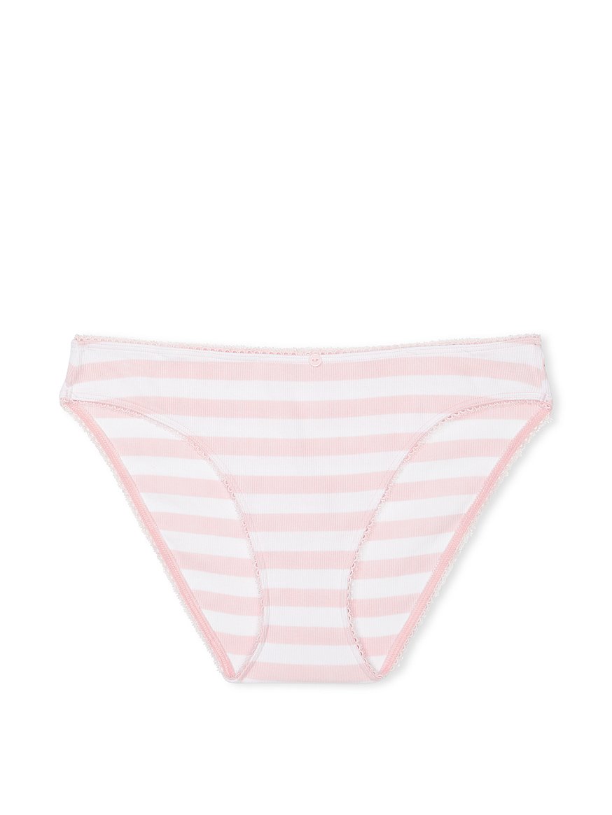 Victoria's Secret Pink Striped Cotton Hi-Leg Panties Briefs Signature Waist  M