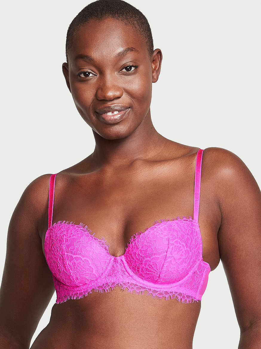 Buy Victoria's Secret Pink Berry Push Up Lightly Lined Lace Demi