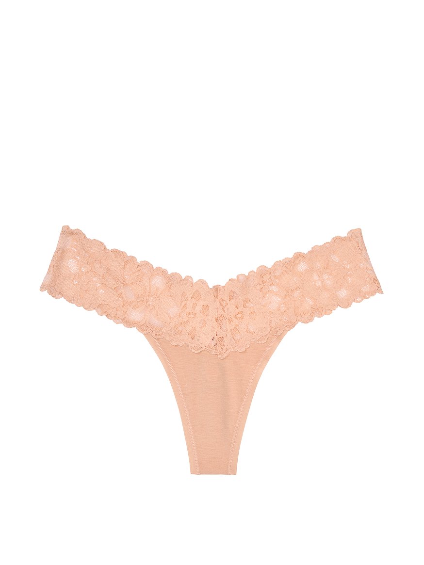 Calcinha Victorias Secret Pink Lace Strappy Thong Tcota G44