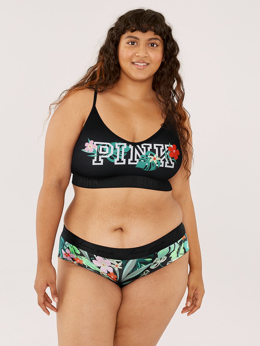 Victoria Secret Sport Pink and Black Tropical sports bra and matching  leggings - Athletic apparel