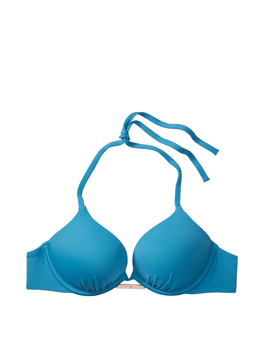 Victoria's Secret Bombshell Add-2-Cups Push-Up Swim Bikini Top Blue Cup  Size 36B NWT