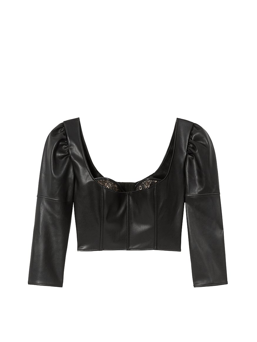 Black faux leather Victoria’s Secret crop top