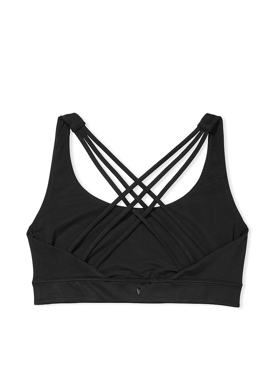 Victoria Secret Womens On Point Sports Bra 34D Solid Black Knockout Zip  Layered
