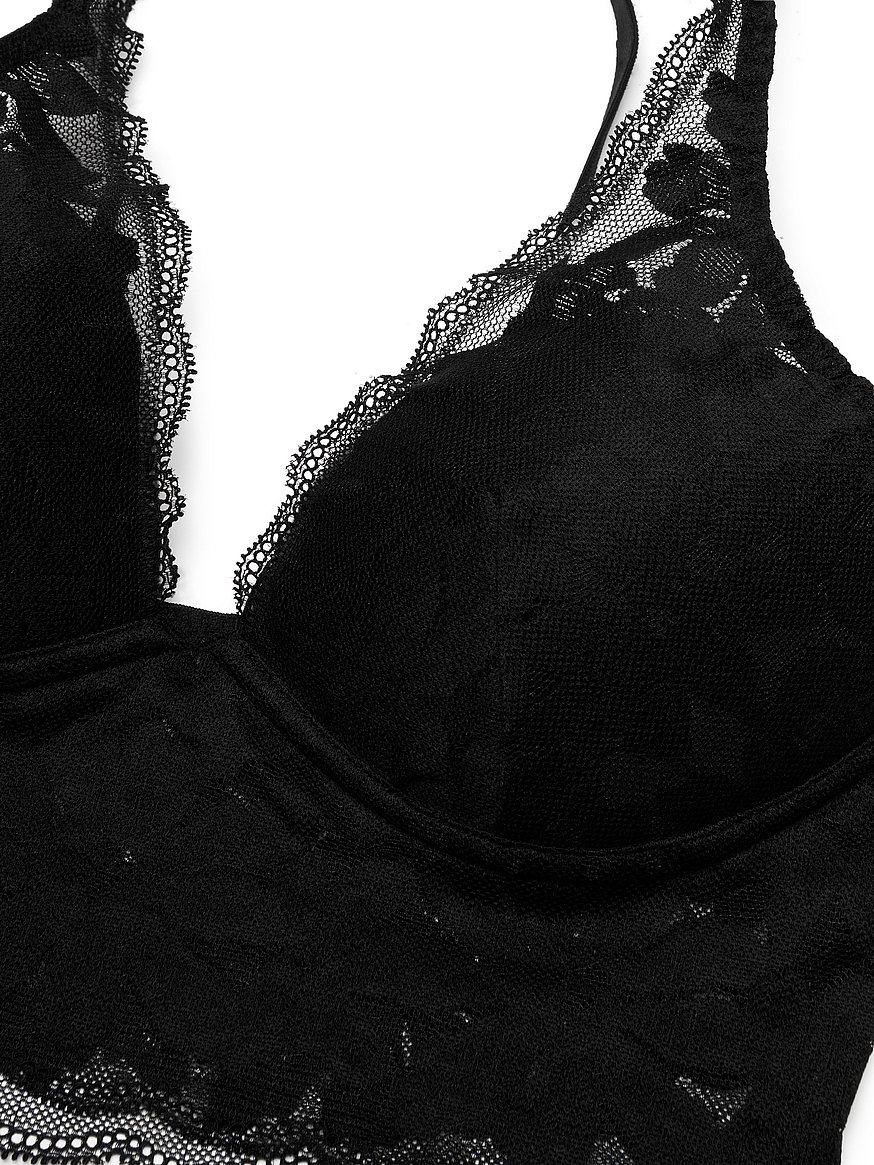 BKEssentials Lace Full Coverage Lined Bralette - Women's Bandeaus/Bralettes  in Black