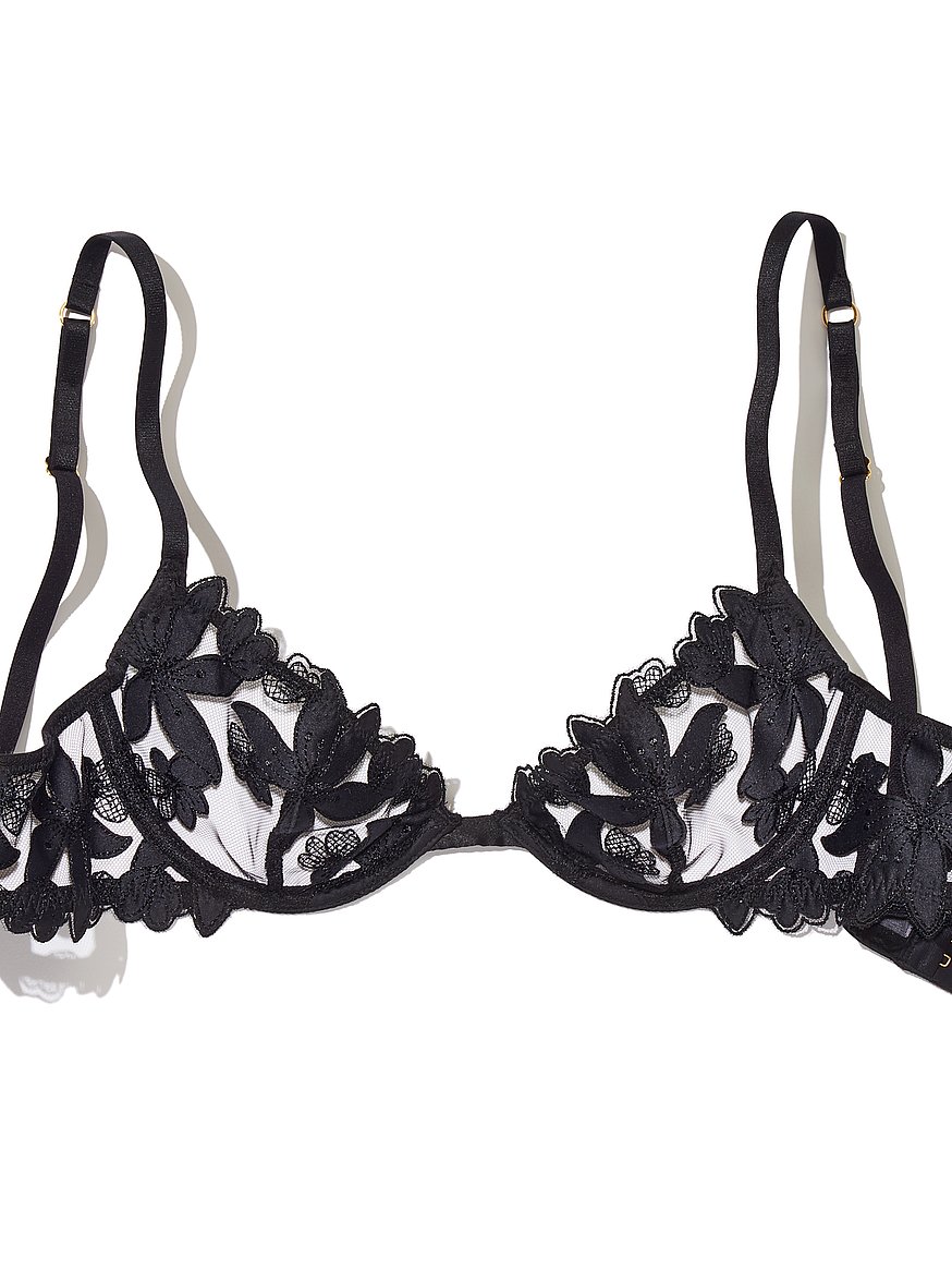 Victoria's Secret Very Sexy Lace-Up Open-Cup Demi Floral Embroidery Bra  Size 32D - $29 New With Tags - From Rachel