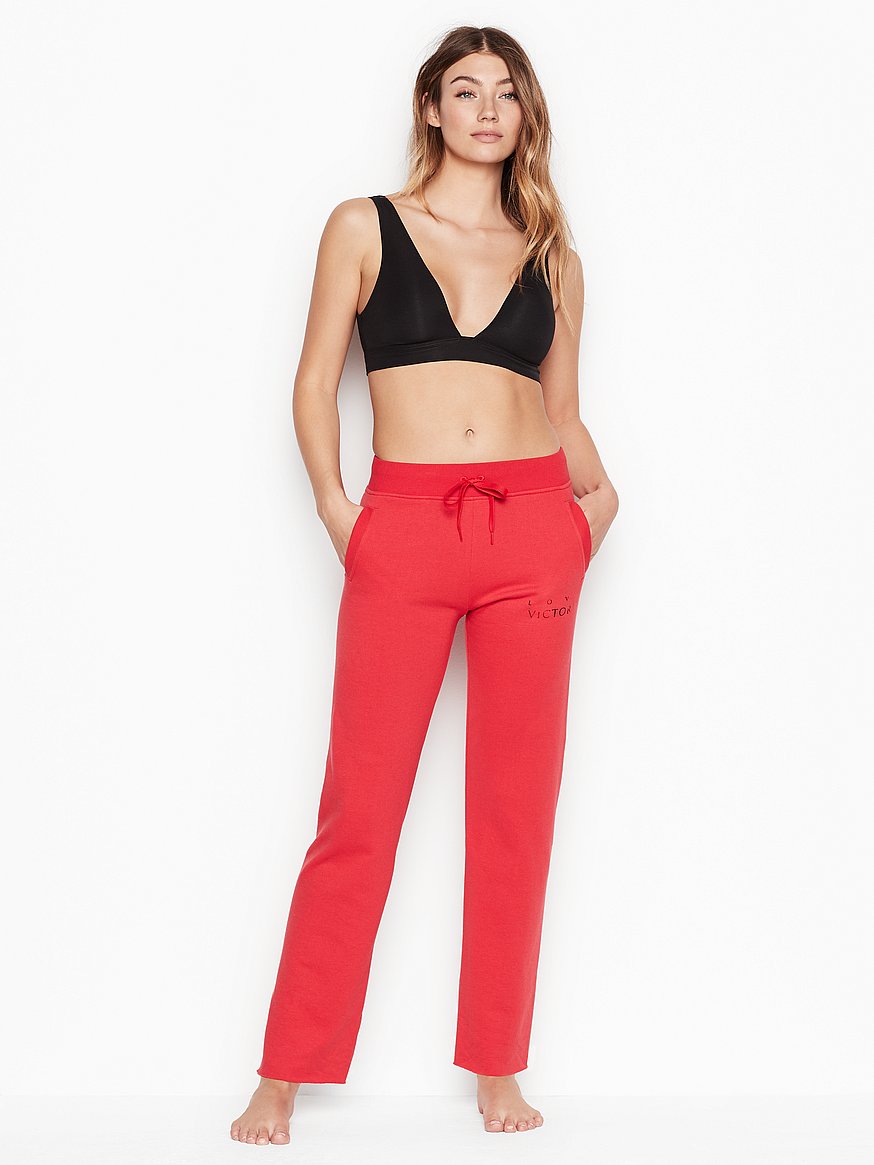  Victoria's Secret Pink Boyfriend Fit Sweatpants with Side  Stripes (XS, Bright Red) : Sports & Outdoors