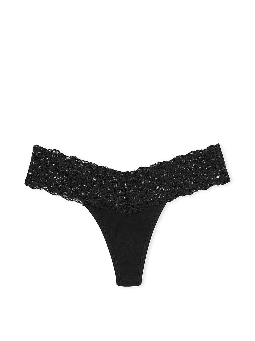 Lace-Waist Cotton Thong Panty - Panties - Victoria's Secret