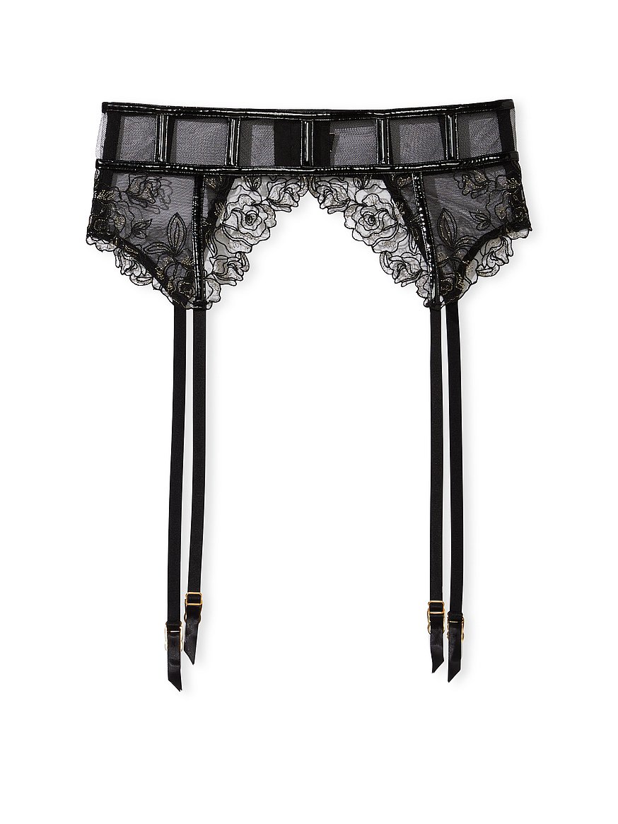 Buy Rose Embroidery Garter, Black - Order Garters online