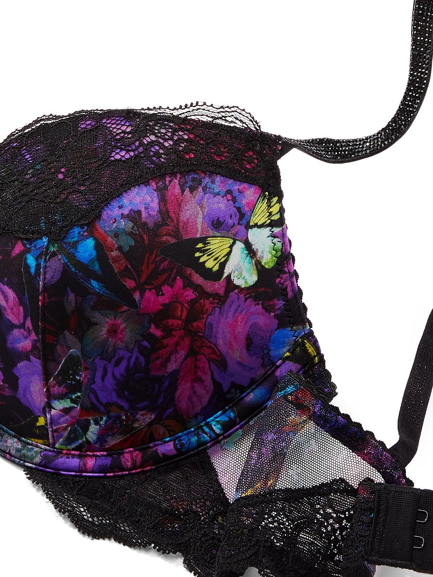 Victoria's Secret Demi Bust floral purple print bra size 36DD