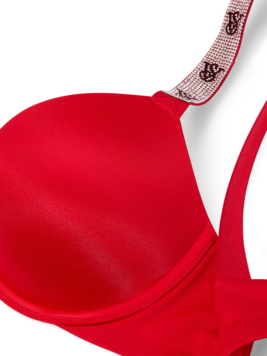 Buy Victoria's Secret Lipstick Red Demi Push Up Logo Strap Bra from Next  Luxembourg