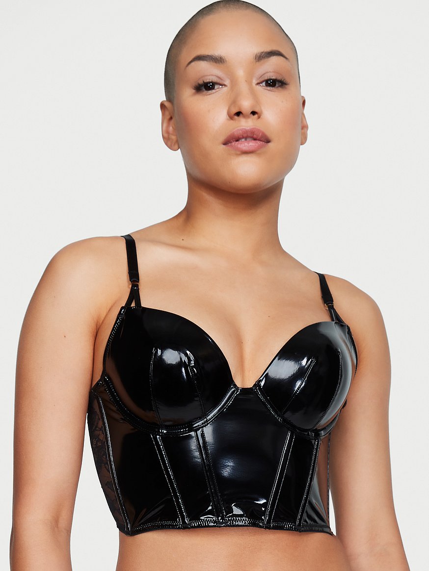 Buy Midnight Affair Faux Patent Leather Push-Up Corset Top - Order Bras  online 5000008267 - Victoria's Secret US