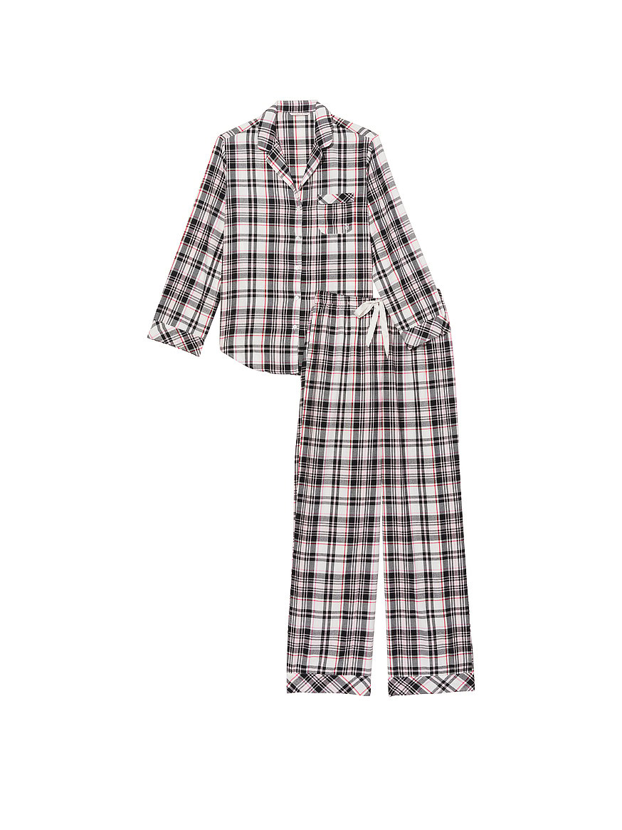 Flannel People Women Pajamas Set - 100% Cotton Flannel Pajamas Women Warm  PJs Set - Winter Skis - Pink