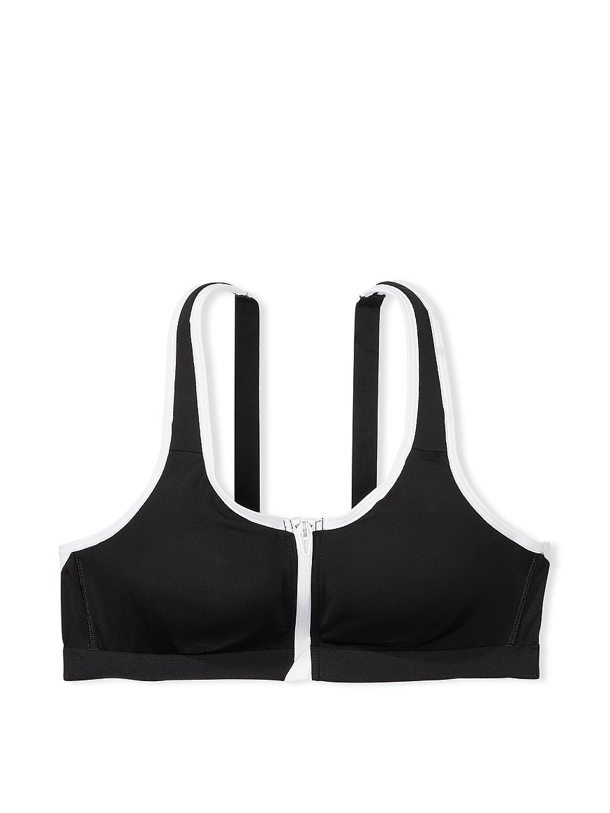 Victoria Secret ALLEGRO Solid Black Strappy Sports Bra Medium Support 32B  $44.95 