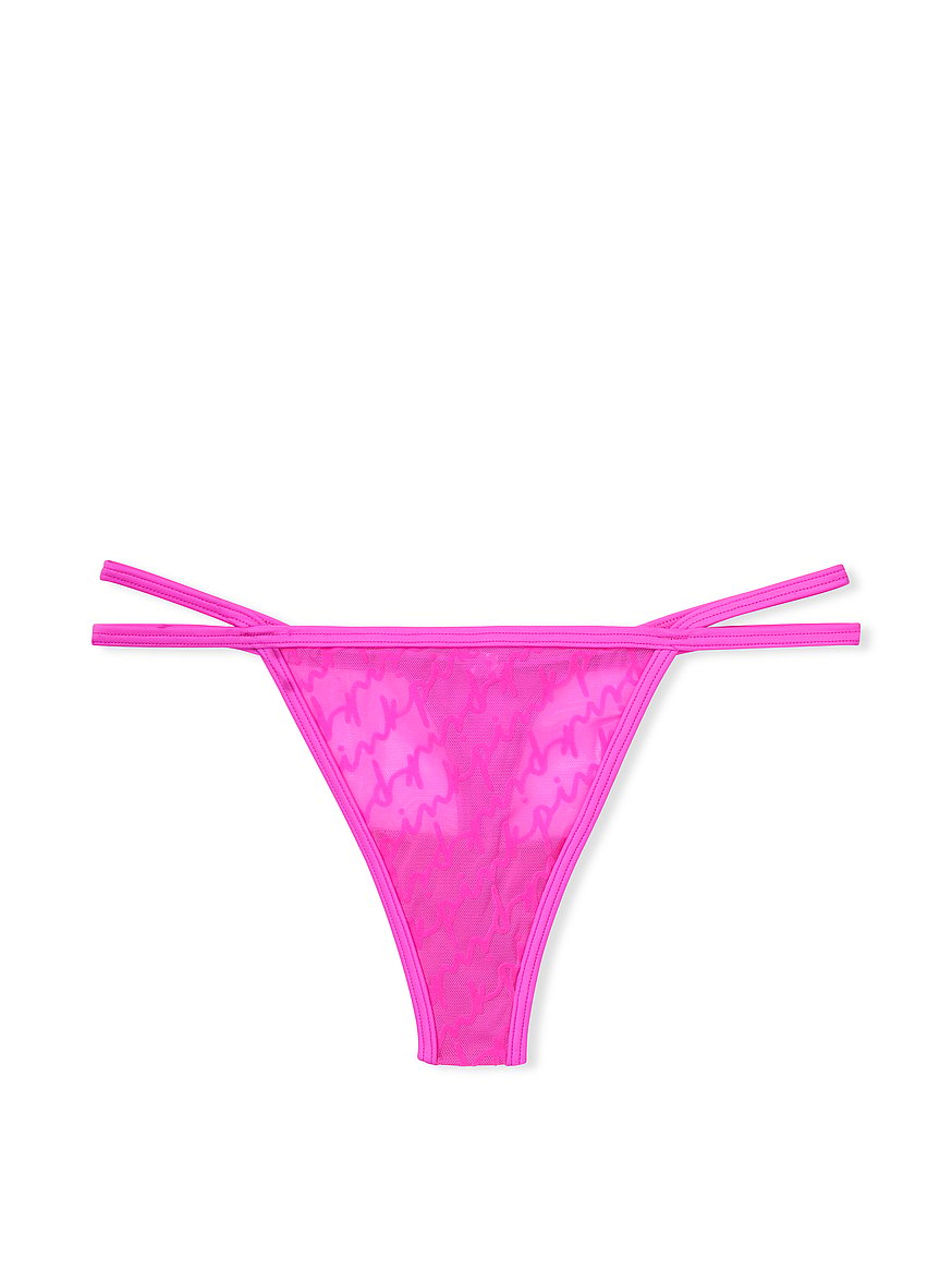 Buy Flocked Mesh Thong Panty - Order Panties online 5000009651 - PINK US