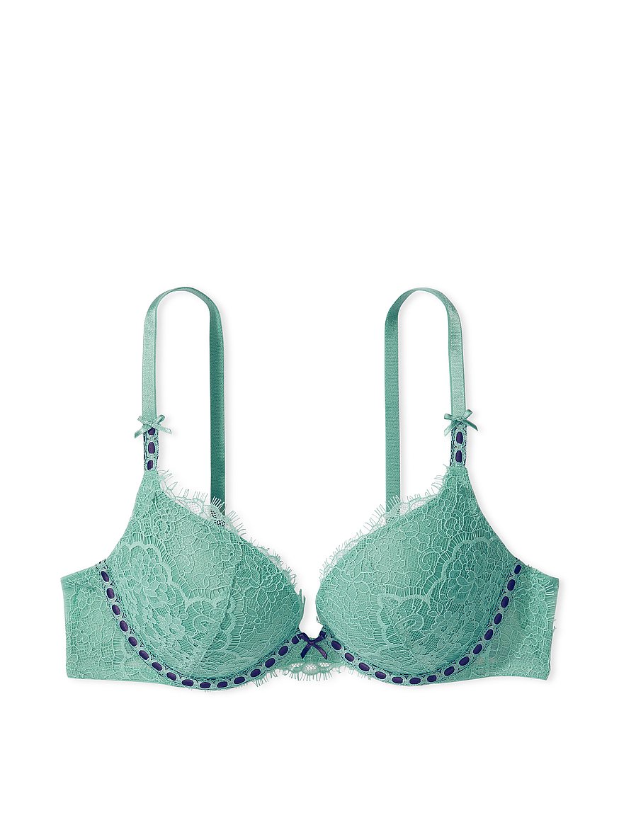 Victoria's Secret Blue Lace Push Up Back Smoothing Bra 34B Size undefined -  $19 - From Destiny