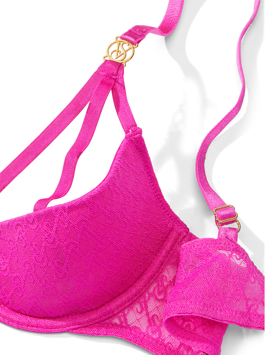 Buy Logo Lace Open-Cup Demi Bra, Fuchsia Frenzy - Order Bras