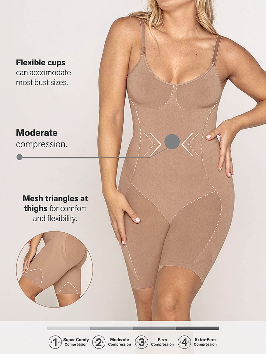 Buy Slimming Shapewear Bodysuit with half cup body corset and shorts - Beige  online