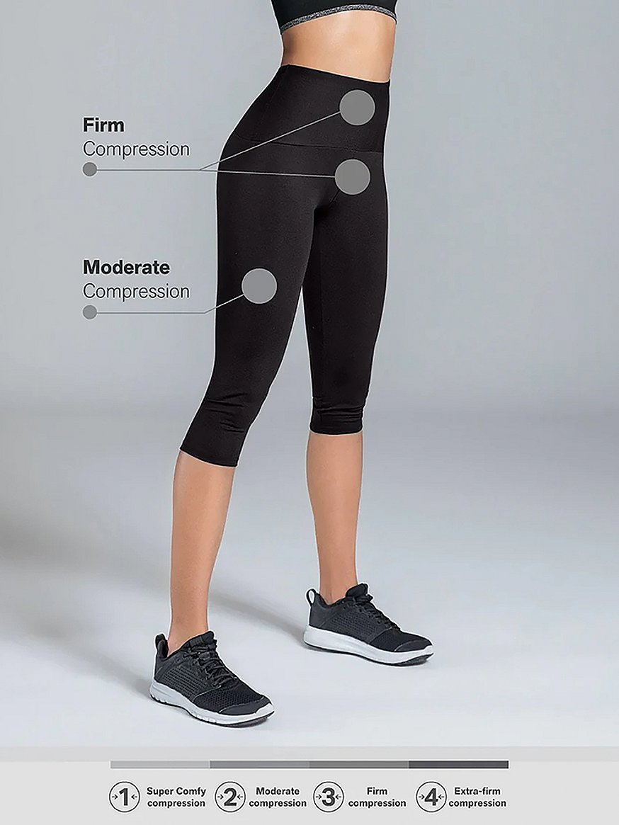 Strong Compression Cropped Leggings, High Waisted Tummy Control