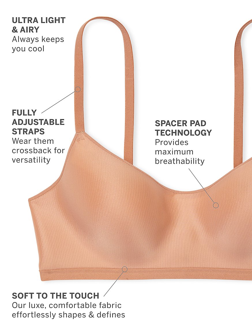 Women Wireless Silk Satin Bra Ultra-thin Pads Adjusted-straps