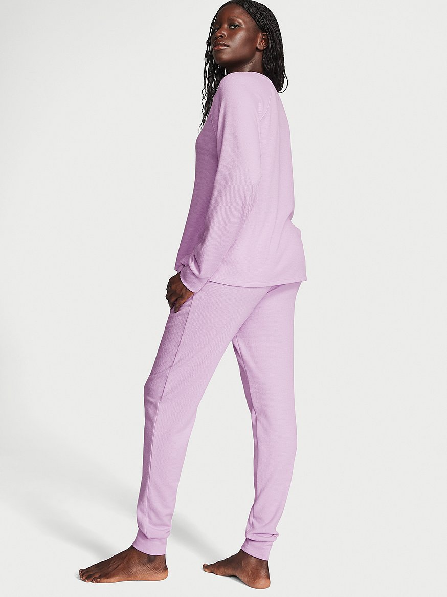 Buy Glow Waffle Henley Jogger Set - Order Pajamas Sets online 1120820900 - Victoria's  Secret US