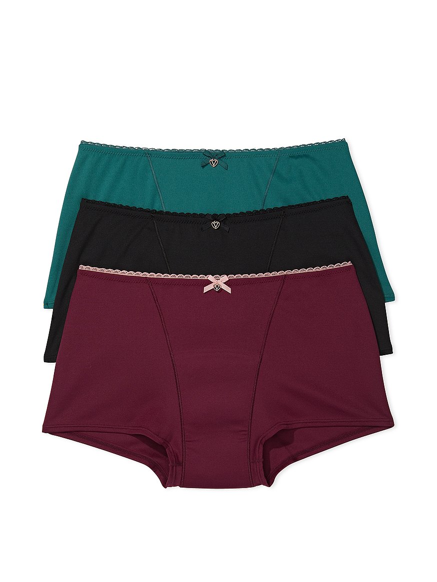  Underwear, Cotton Boyshort Panties For Women, Assorted  Colors, 3-Pack, Black/Black/Black