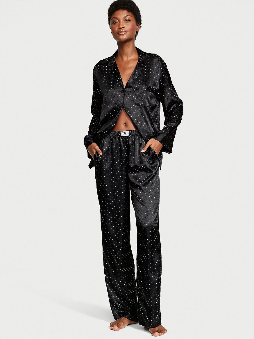 Buy Dew Drop Satin Long Pajama Set - Order Pajamas Sets online 1123041900 - Victoria's  Secret US