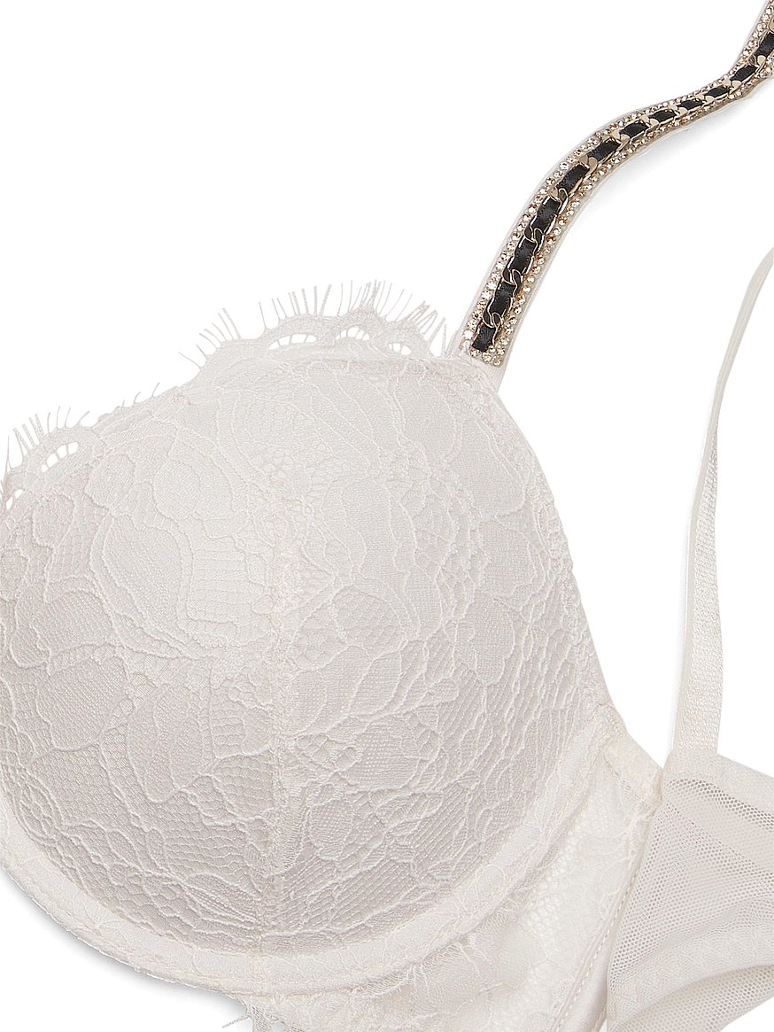 Buy Victoria's Secret Coconut White Lace Shine Strap Push Up Bra