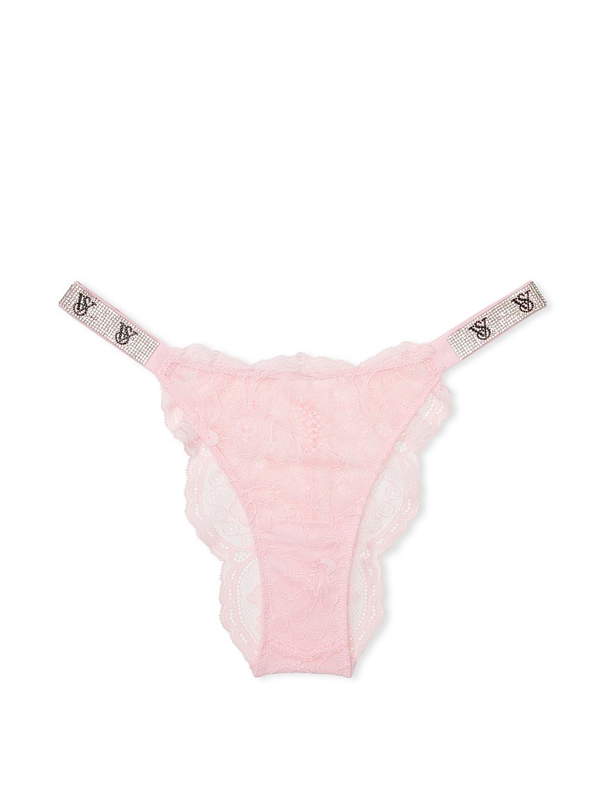 Victoria Secret Hot Pink Lacey Thong size med
