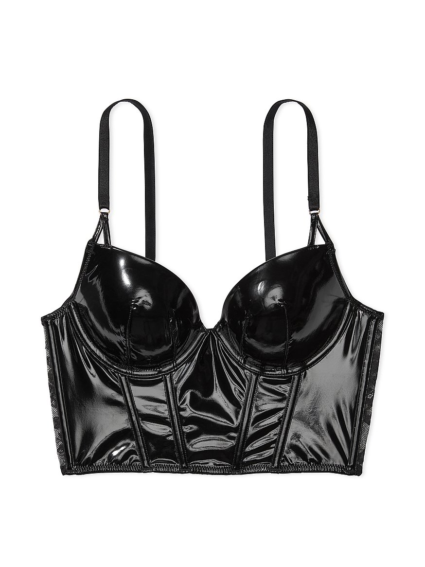 Buy Midnight Affair Faux Patent Leather Push-Up Corset Top - Order