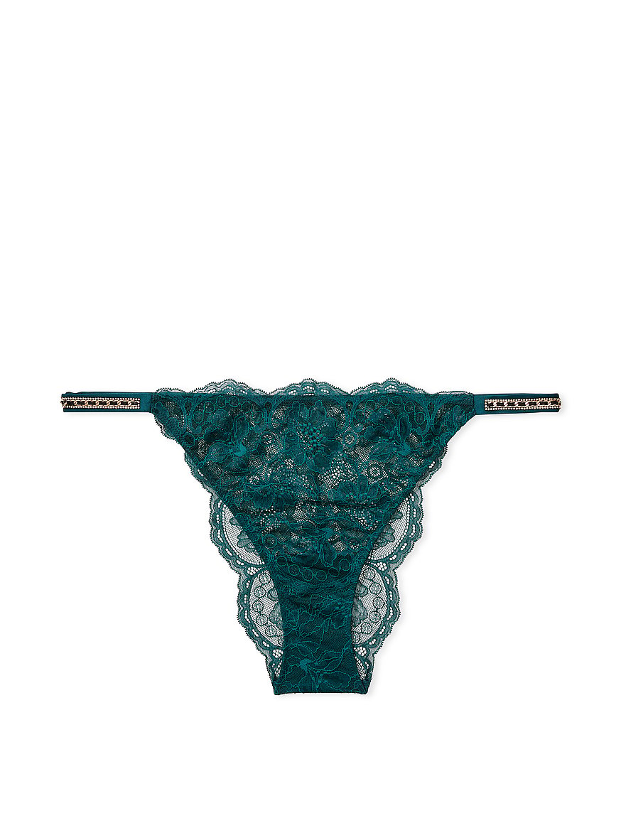 Women Sexy Rhinstone Underwear Thong Panties Tassel Leaf Pendant