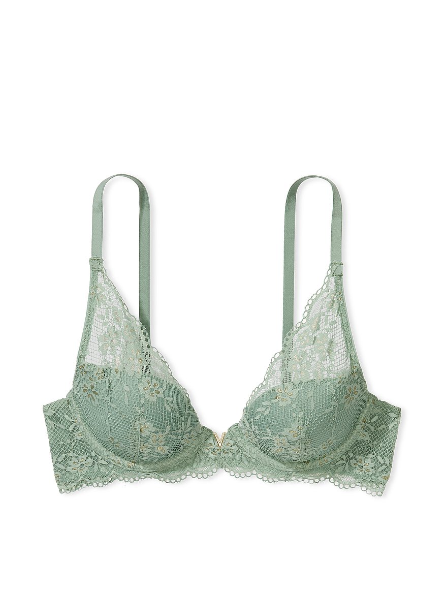 Lightly-Lined Lace Plunge Bra –