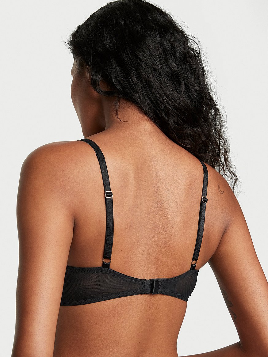 Satin Ziggy Glam Floral Embroidery Lightly Lined Balconette Bra