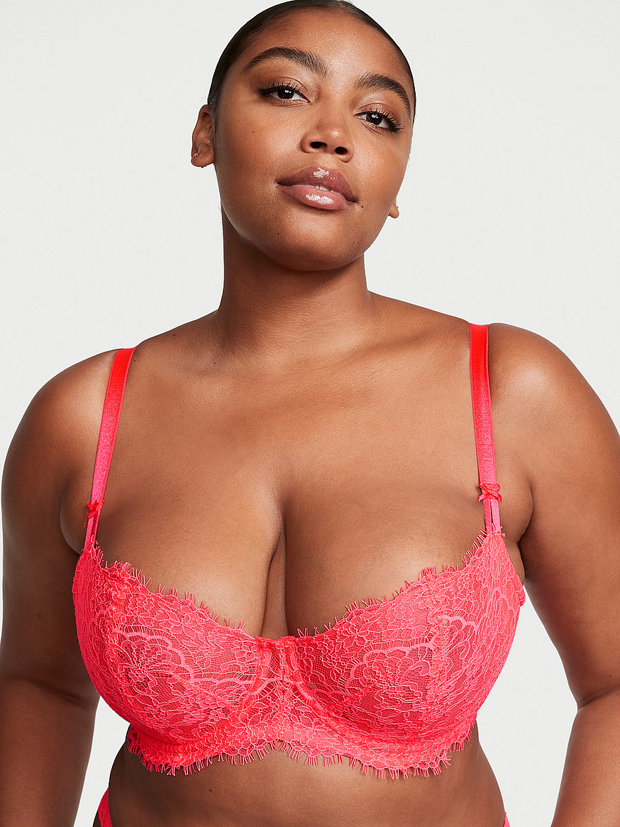 Buy Wicked Unlined Lace Balconette Bra, Hottie Pink - Order Bras
