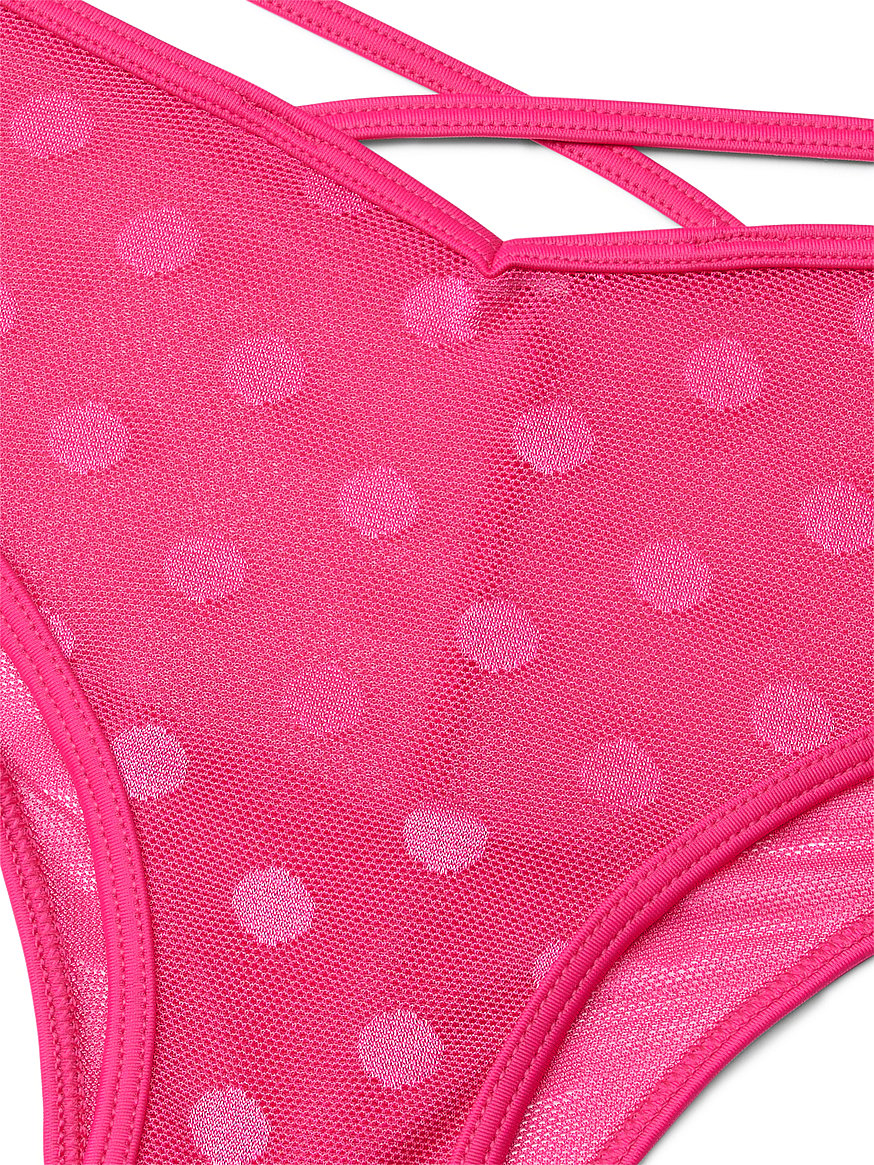 NEW Victoria's Secret Pink Sheer Mesh Polka Dot Hiphugger Panty Panties Size  XS