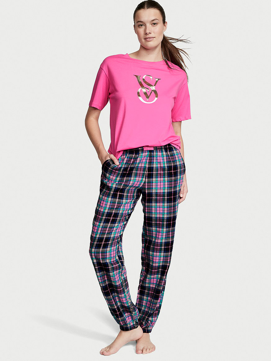 Buy Flannel Jogger Tee-Jama Set - Order Pajamas Sets online 5000009160 -  Victoria's Secret US
