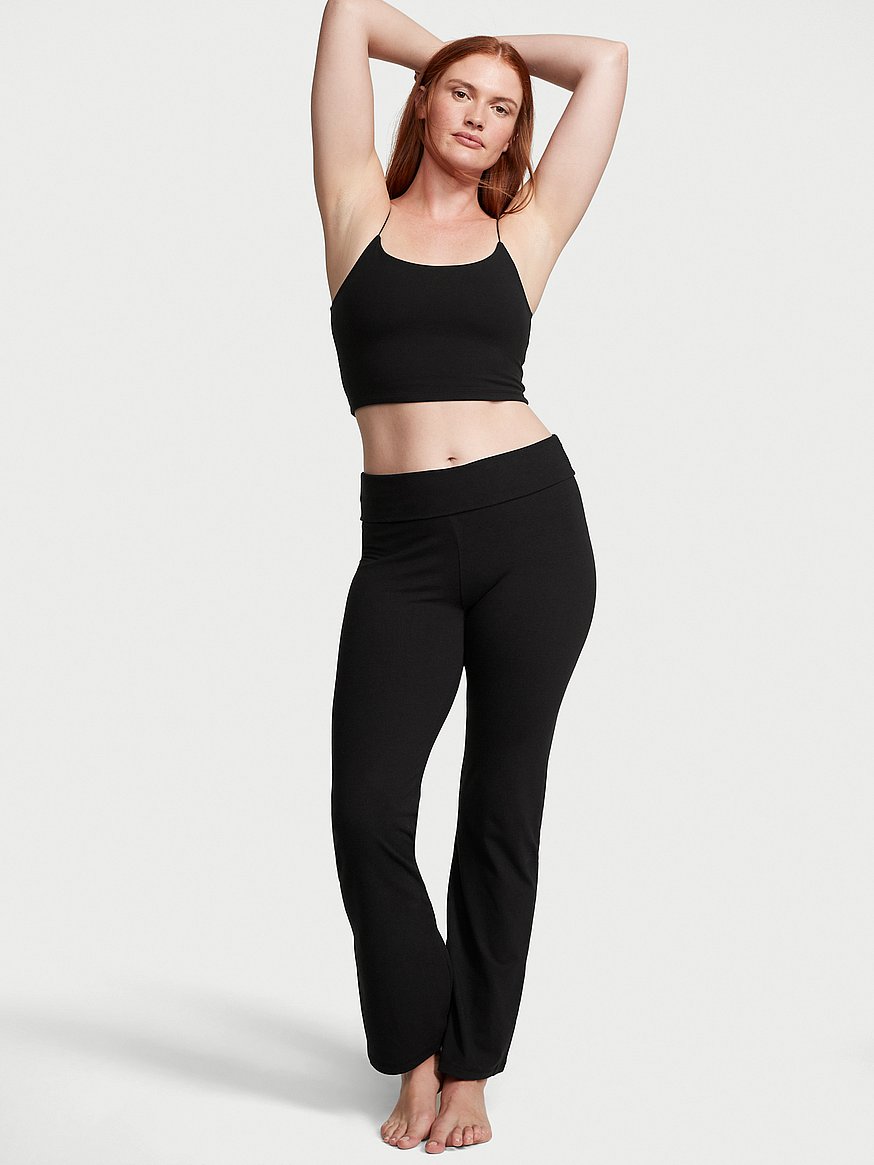Buy VS Cotton Yoga Foldover Flare Leggings - Order Bottoms online  5000007711 - Victoria's Secret US