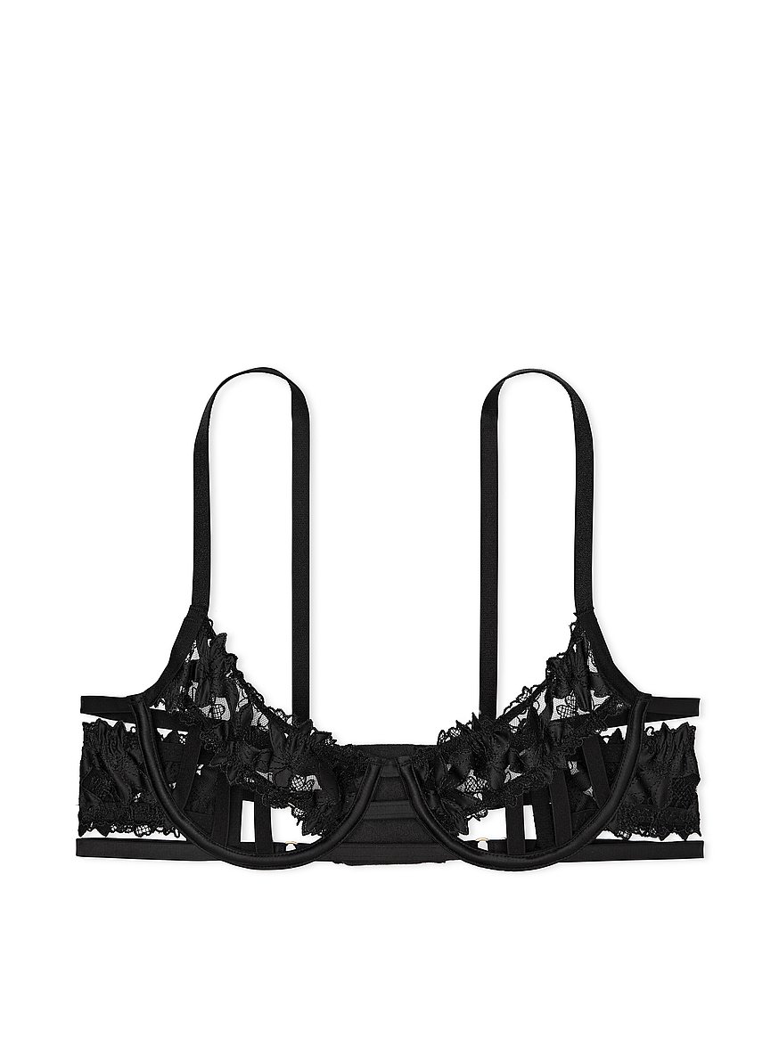 Buy Satin Ziggy Glam Floral Embroidery Strappy Open-Cup Bra